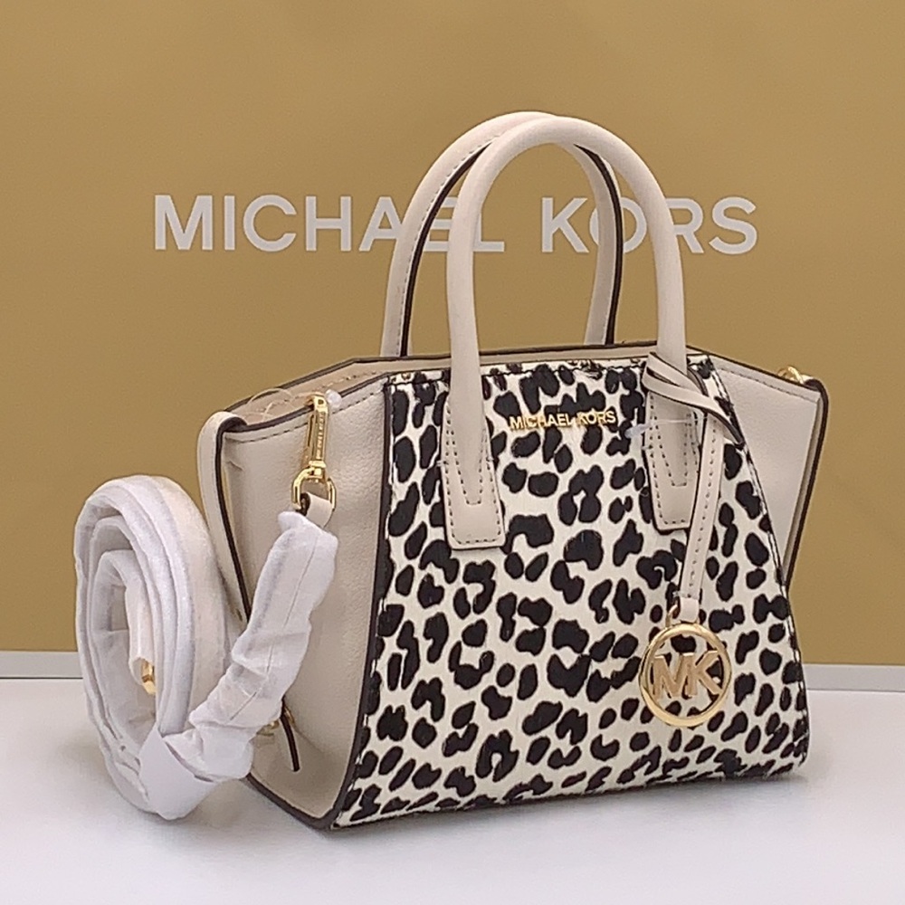 Avril Extra-Small Cheetah Print Calf Hair and Leather Satchel Light Cream multi - Picture 1 of 16